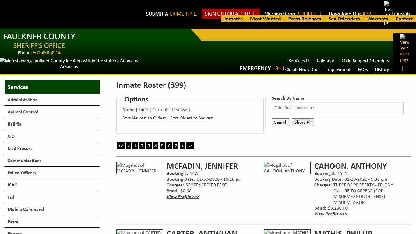 Inmate Roster - Current Inmates Booking Date Descending - Faulkner County Sheriff's Office