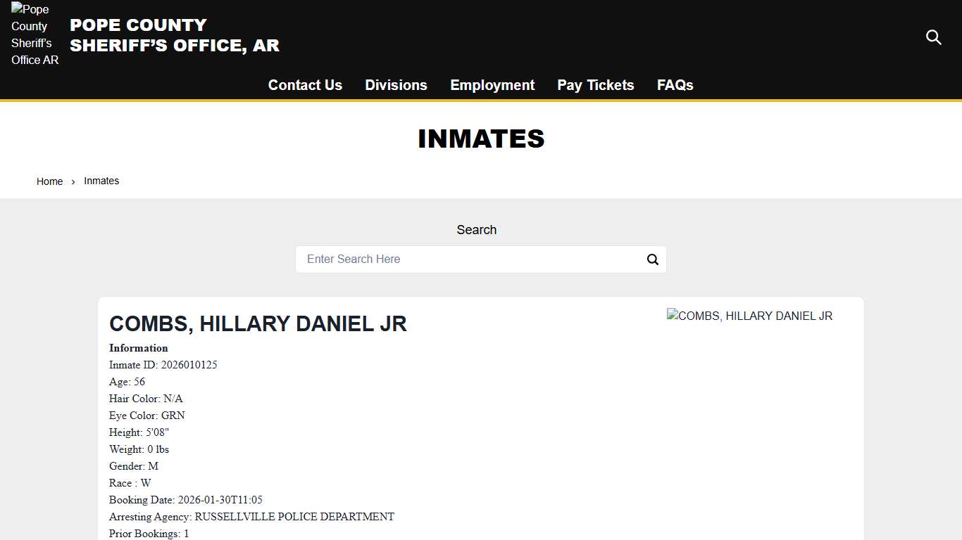 Inmates Pope County Sheriff’s Office AR